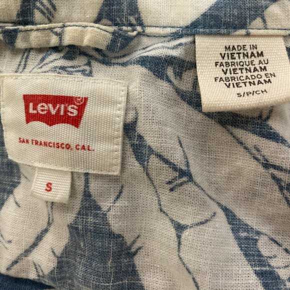 Mens Lot of Two Floral Short Sleeve Shirts Small Cotton/Linen Black/White Blue - Picture 8 of 9